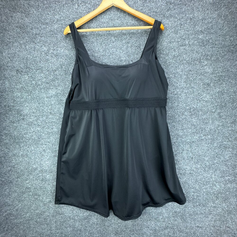 Swimsuits For All Black One Piece Swimdress Size 24 Empire‎ Square Neck